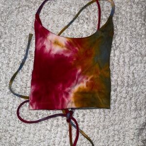 Halara Colorful Tie-Dye Crop Top open back